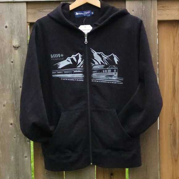 HTF VIA Rail Hoodie VIA Dome Car Men's Size Small Full Zip Hoodie BNWT Redwood🍁 - Picture 2 of 8